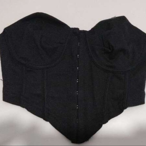 Black clasp bustier crop pointy tube tank … - Picture 2 of 2